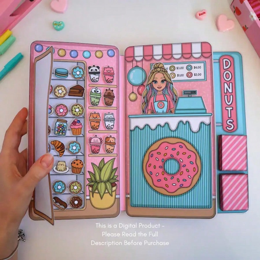 Art Craft Book - 도넛 가게 놀이 세트, DIY 종이