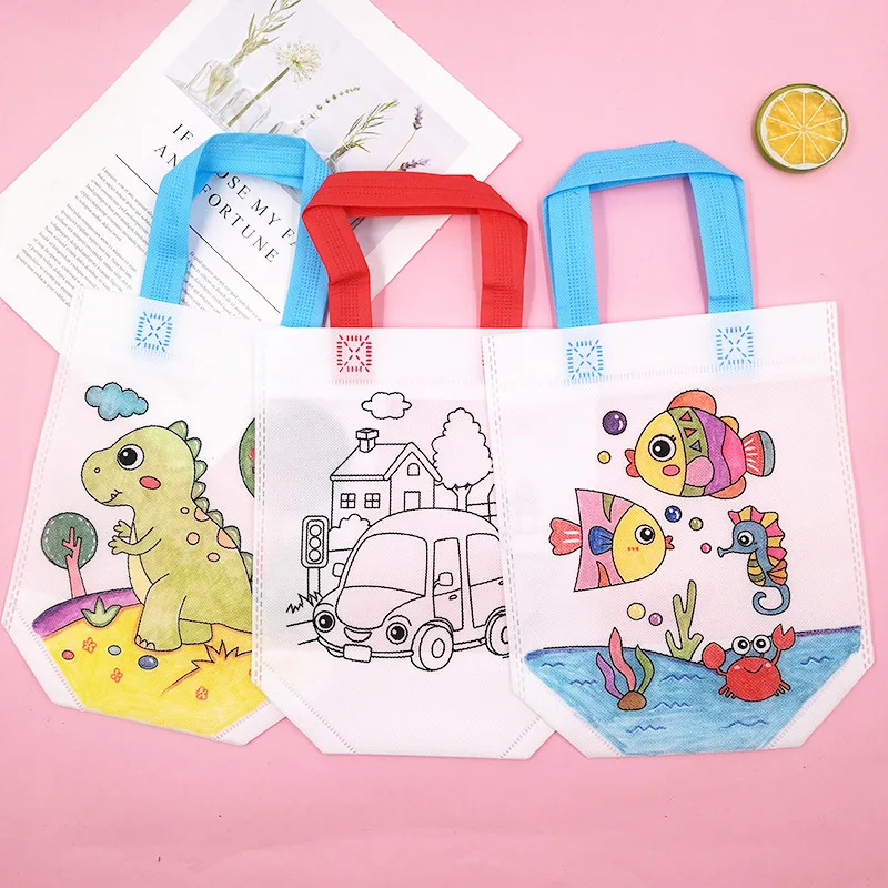Art Craft Earth Day - 24개 귀여운 만화 색칠 가방 재사용