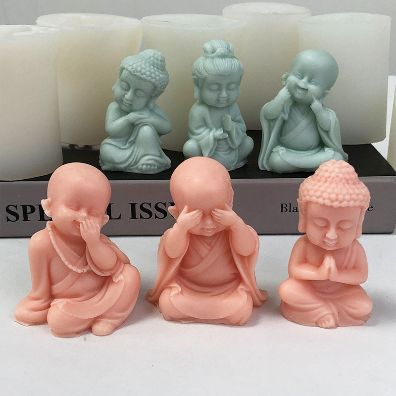 Art Craft Show - 3D 작은 수도사 양초 실리콘 몰드,