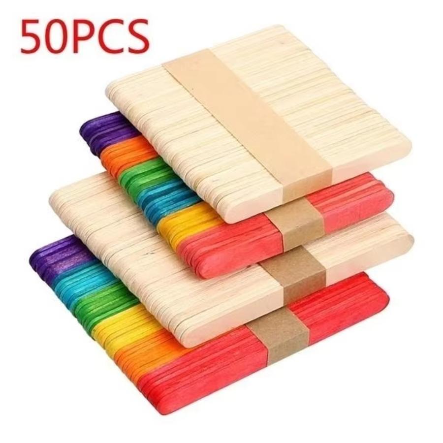Art Craft With Ice Cream Stick - 50 Pcs Lot 천연 컬러 나무