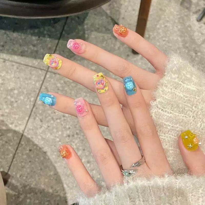 Art Craft Material - 100개 미니 컬러풀 거북이 레진 참