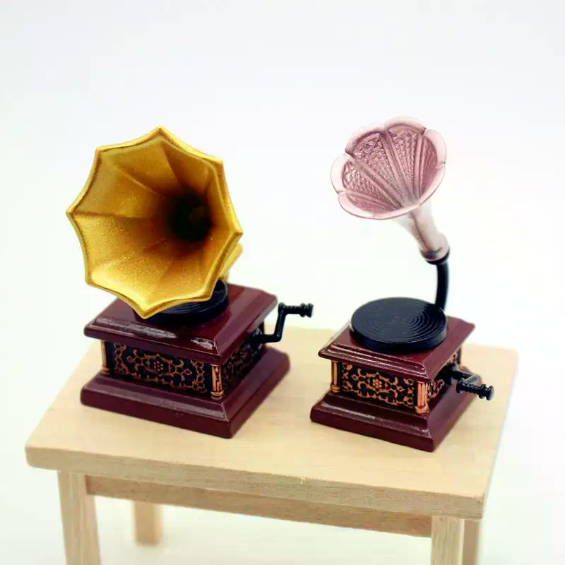 Art Craft House - 인형 집 빈티지 축음기 미니어처 모델