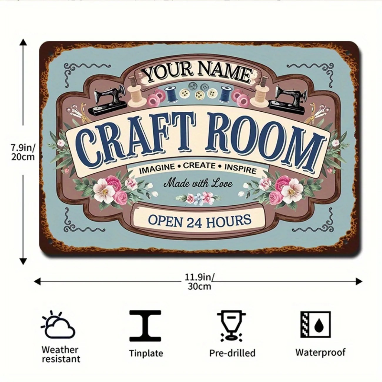 Art Craft Names - 맞춤형 금속 공예실 간판, 레트로 감성의