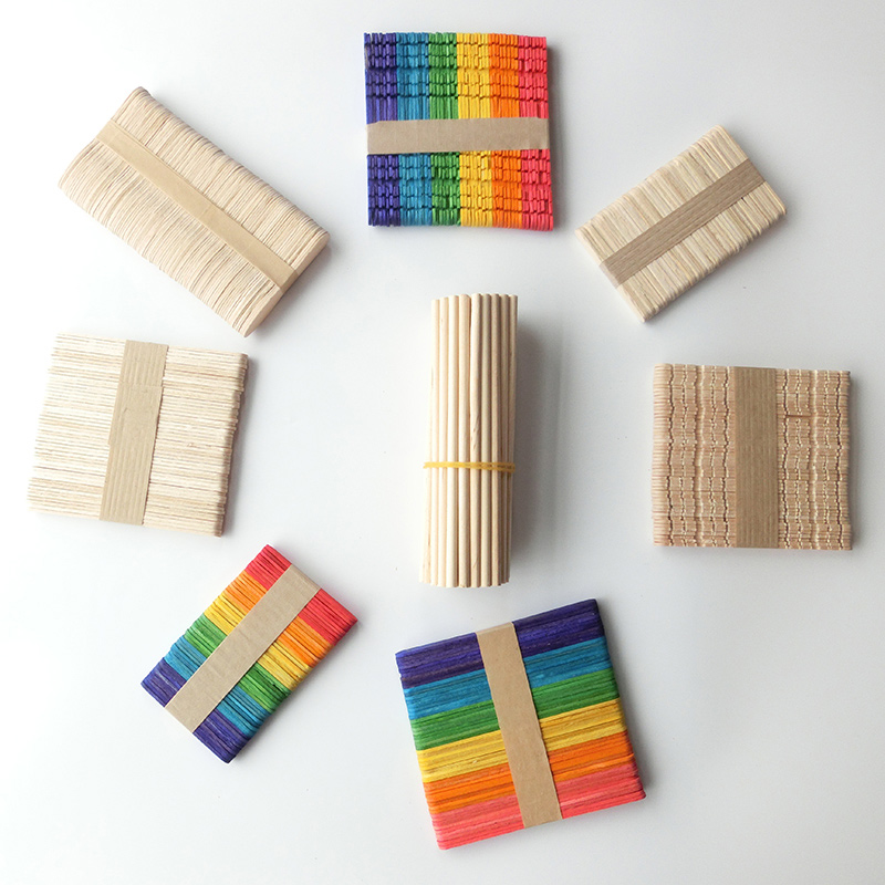 Art Craft With Ice Cream Stick - 아이스크림 스틱 50개 천연 나무 아이스크림