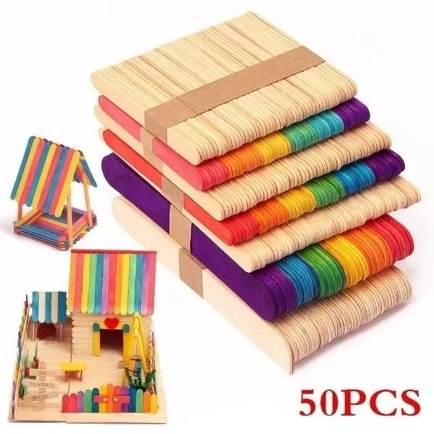 50Pcs 많은 자연 색상의 나무 아이스크림 스틱 DI - Art Craft With Ice Cream Stick 리뷰 및 가격