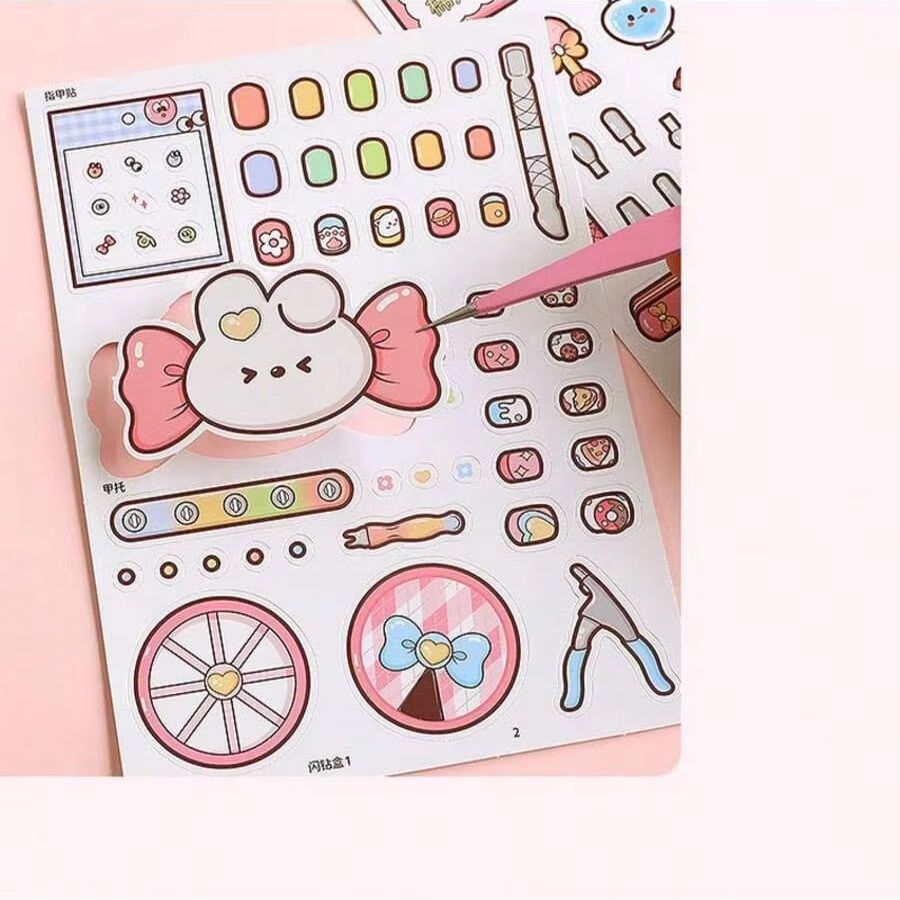 핑크 어린이 DIY 네일 살롱 조용한 컷 스티커북 가상 - Art Craft Book 리뷰 및 가격