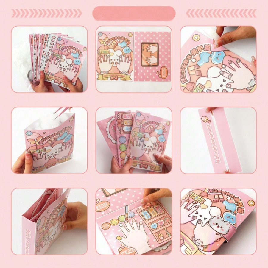 핑크 어린이 DIY 네일 살롱 조용한 컷 스티커북 가상 - Art Craft Book 리뷰 및 가격