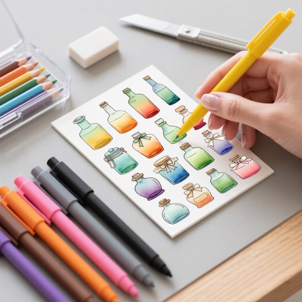 다양한 병 모양의 투명 스탬프, 유리병 및 잉크병 스탬 - Stamping Ink Pad 리뷰 및 가격